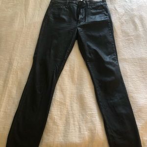 Joes high rise skinny ankle/cut hem/coated black